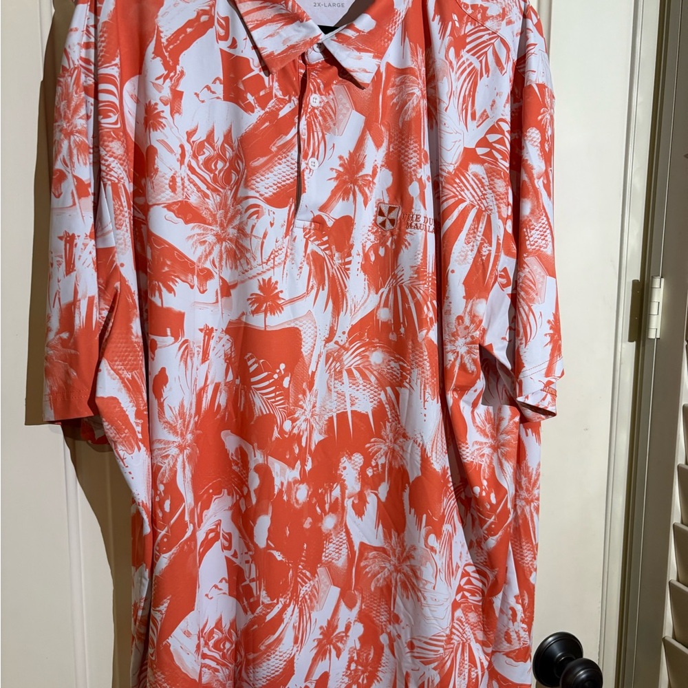 Vibrant Orange and White Men's Polo Shirt